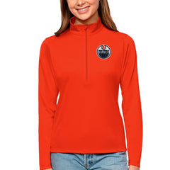 Edmonton Oilers Antigua Women's Tribute Quarter-Zip Pullover Top - Orange - NHL 4807582