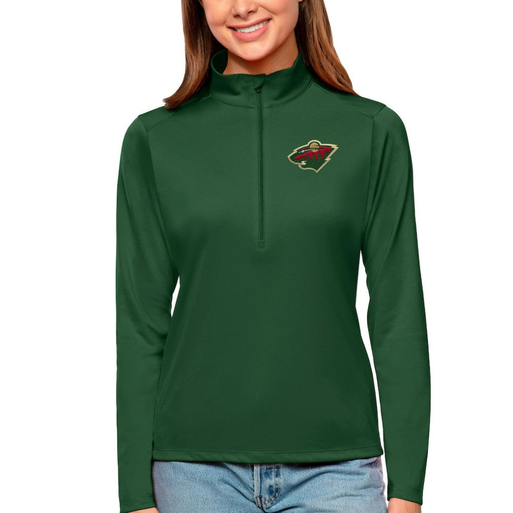 Minnesota Wild Antigua Women's Tribute Quarter-Zip Pullover Top - Forest Green - NHL 4807594