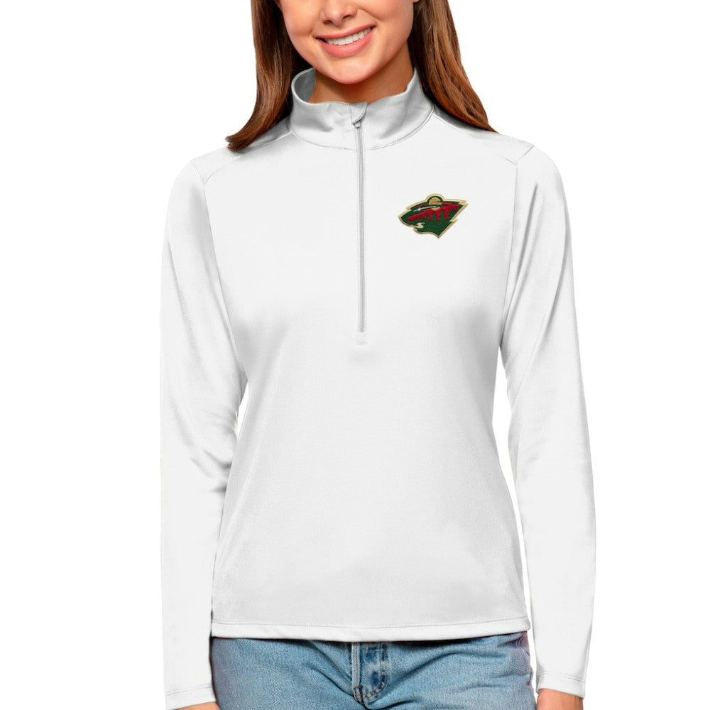 Minnesota Wild Antigua Women's Tribute Quarter-Zip Pullover Top - White - NHL 4807596