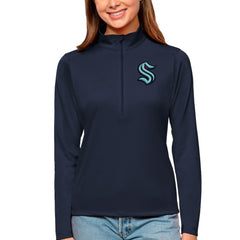 Seattle Kraken Antigua Women's Tribute Quarter-Zip Pullover Top - Navy - NHL 4807639
