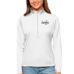 Washington Capitals Antigua Women's Tribute Quarter-Zip Pullover Top - White - NHL 4807667