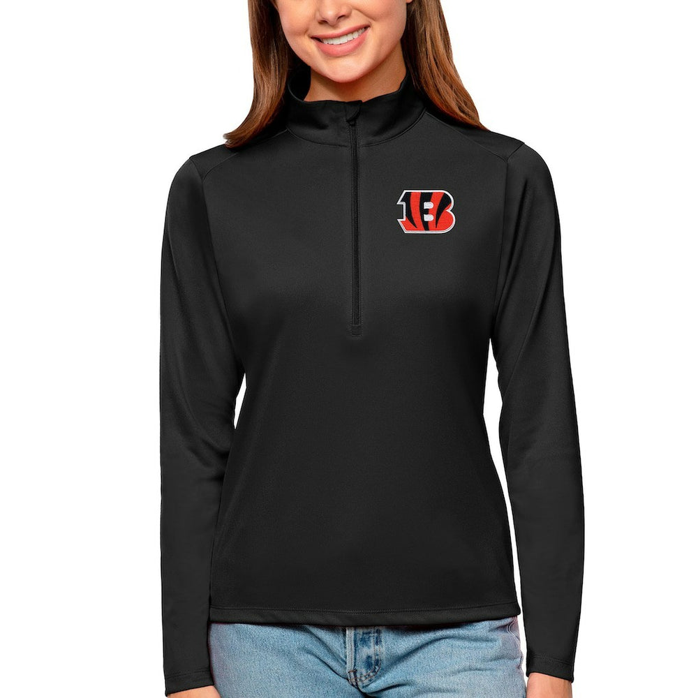 Cincinnati Bengals Antigua Women's Tribute Half-Zip Top Black
