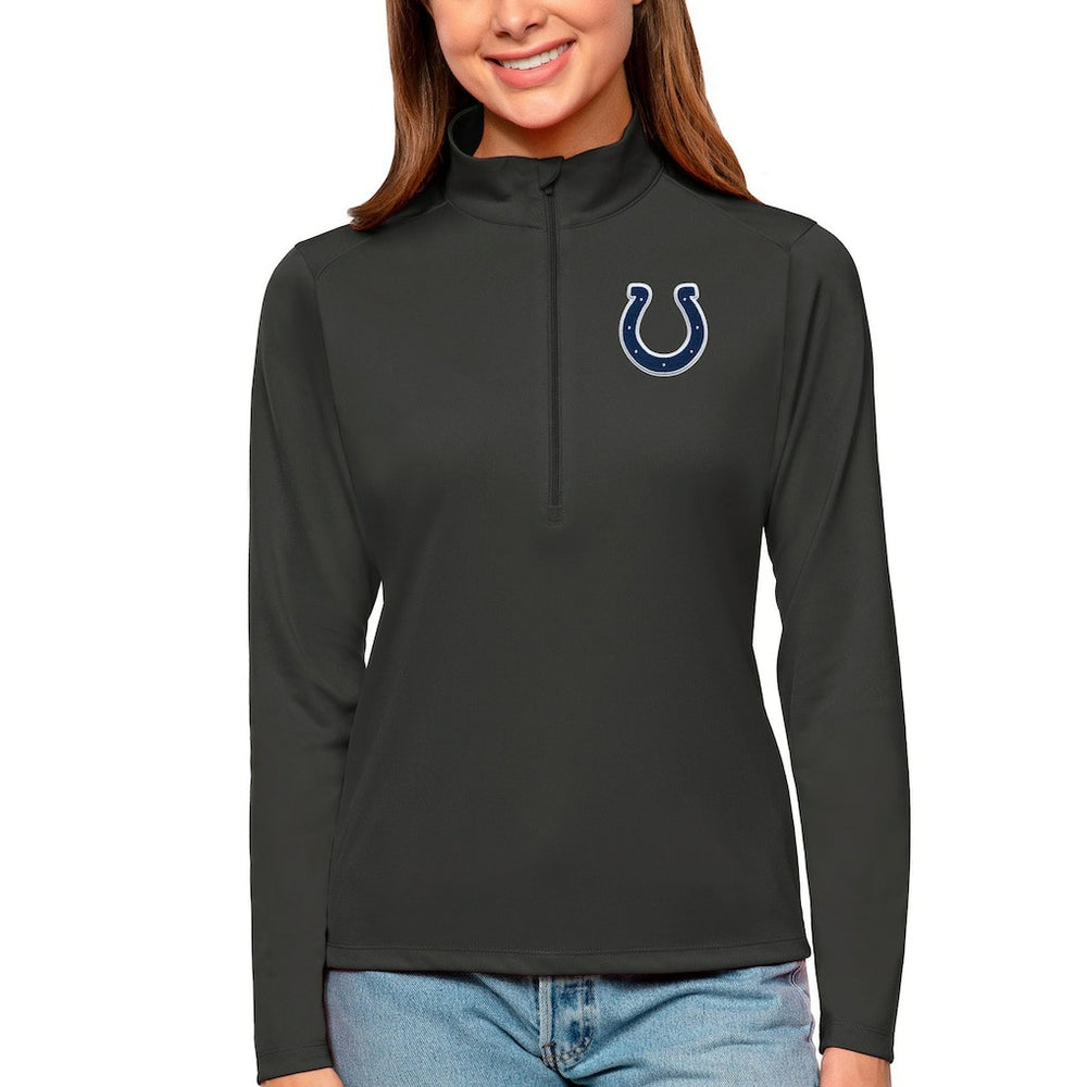 Indianapolis Colts Antigua Women's Tribute Half-Zip Top Charcoal