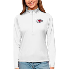 Kansas City Chiefs Antigua Women's Tribute Half-Zip Top White
