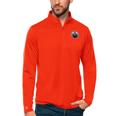 Edmonton Oilers Antigua Tribute Quarter-Zip Pullover Top - Orange - NHL 4809080