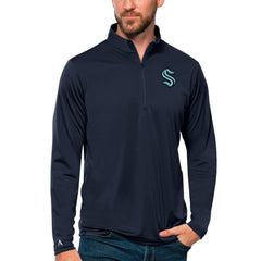 Seattle Kraken Antigua Tribute Quarter-Zip Pullover Top - Deep Sea Blue - NHL 4809137