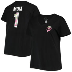 San Francisco Giants Women's Plus Size #1 Mom 2-Hit V-Neck T-Shirt - Black - MLB on Sale