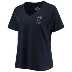 Boston Red Sox Women's Plus Size #1 Mom 2-Hit V-Neck T-Shirt - Navy - MLB Sale