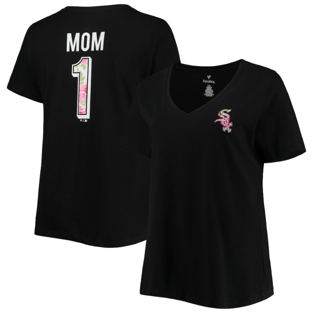 Chicago White Sox Women's Plus Size #1 Mom 2-Hit V-Neck T-Shirt - Black - MLB Discount
