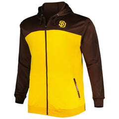 San Diego Padres Big & Tall Yoke Full-Zip Hoodie - Brown/Gold - MLB Discount