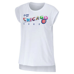 Chicago Cubs WEAR by Erin Andrews Women's Greetings From T-Shirt - White - MLB Sale