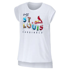 St. Louis Cardinals WEAR by Erin Andrews Women's Greetings From T-Shirt - White - MLB Discount