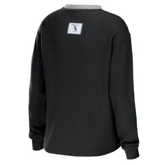 Chicago White Sox WEAR by Erin Andrews Women's Waffle Henley Long Sleeve T-Shirt - Black - MLB Online