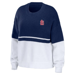 St. Louis Cardinals WEAR by Erin Andrews Women's Chunky Pullover Sweatshirt - Navy/White - MLB Lifestyle