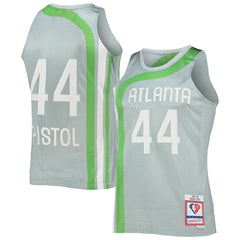 Pete Maravich Atlanta Hawks 75th Anniversary 1971/72 Hardwood Classics Swingman Jersey Silver | Mitchell & Ness online