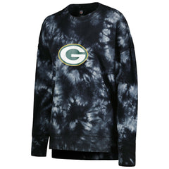 Green Bay Packers MSX by Michael Strahan Women's Bailey Tie-Dye Tri-Blend Pullover Sweatshirt Black