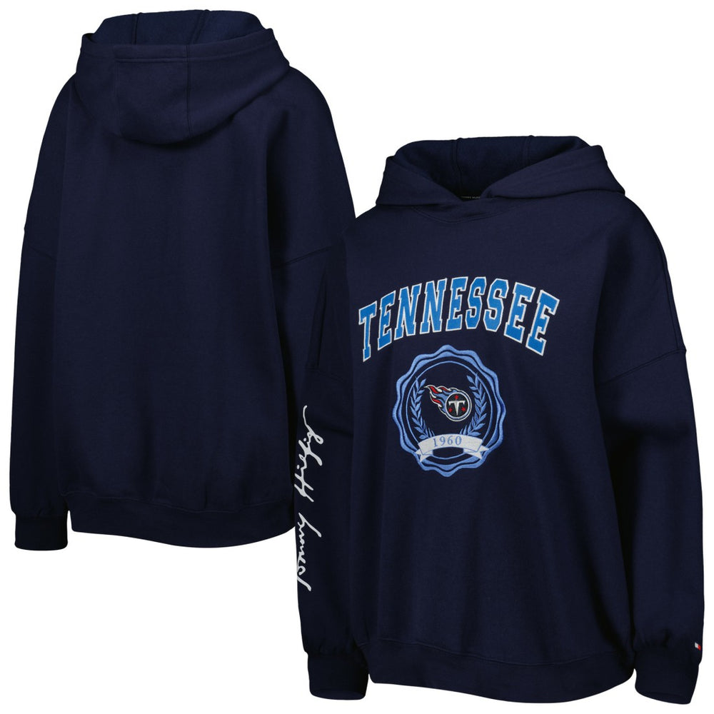 Tennessee Titans Tommy Hilfiger Women's Becca Drop Shoulder Pullover Hoodie Navy