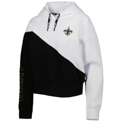 New Orleans Saints DKNY Sport Women's Bobbi Color Blocked Pullover Hoodie White/Black
