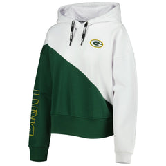 Green Bay Packers DKNY Sport Women's Bobbi Color Blocked Pullover Hoodie White/Green