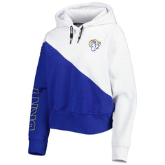 Los Angeles Rams DKNY Sport Women's Bobbi Color Blocked Pullover Hoodie White/Royal