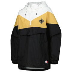 New Orleans Saints Tommy Hilfiger Women's Staci Half-Zip Hoodie Windbreaker Jacket White/Gold