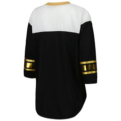 New Orleans Saints G-III 4Her by Carl Banks Women's Double Team 3/4-Sleeve Lace-Up T-Shirt Black/White