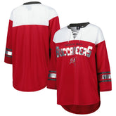 Tampa Bay Buccaneers G-III 4Her by Carl Banks Women's Double Team 3/4-Sleeve Lace-Up T-Shirt Red/White
