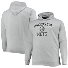 Brooklyn Nets Big & Tall Heart & Soul Pullover Hoodie Heathered Gray