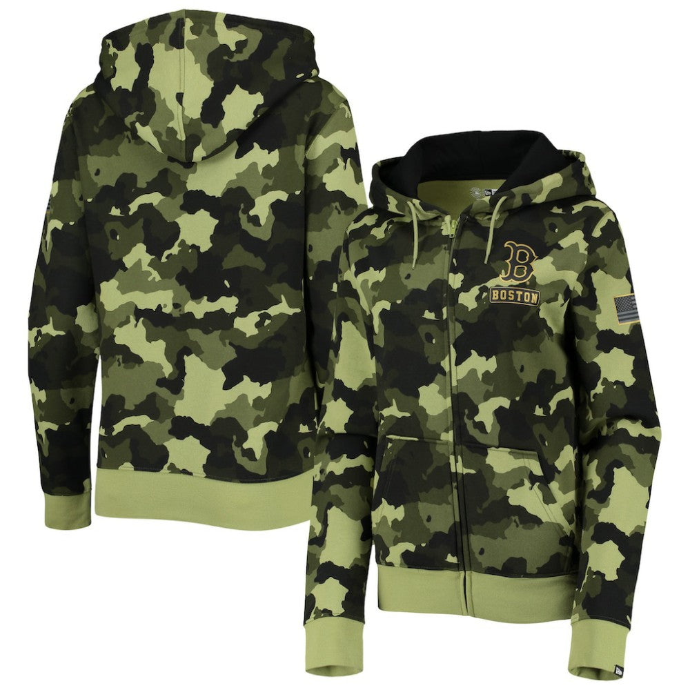Boston Red Sox New Era Women's 2022 MLB Armed Forces Day Camo Full-Zip Hoodie - Green - New Era Online