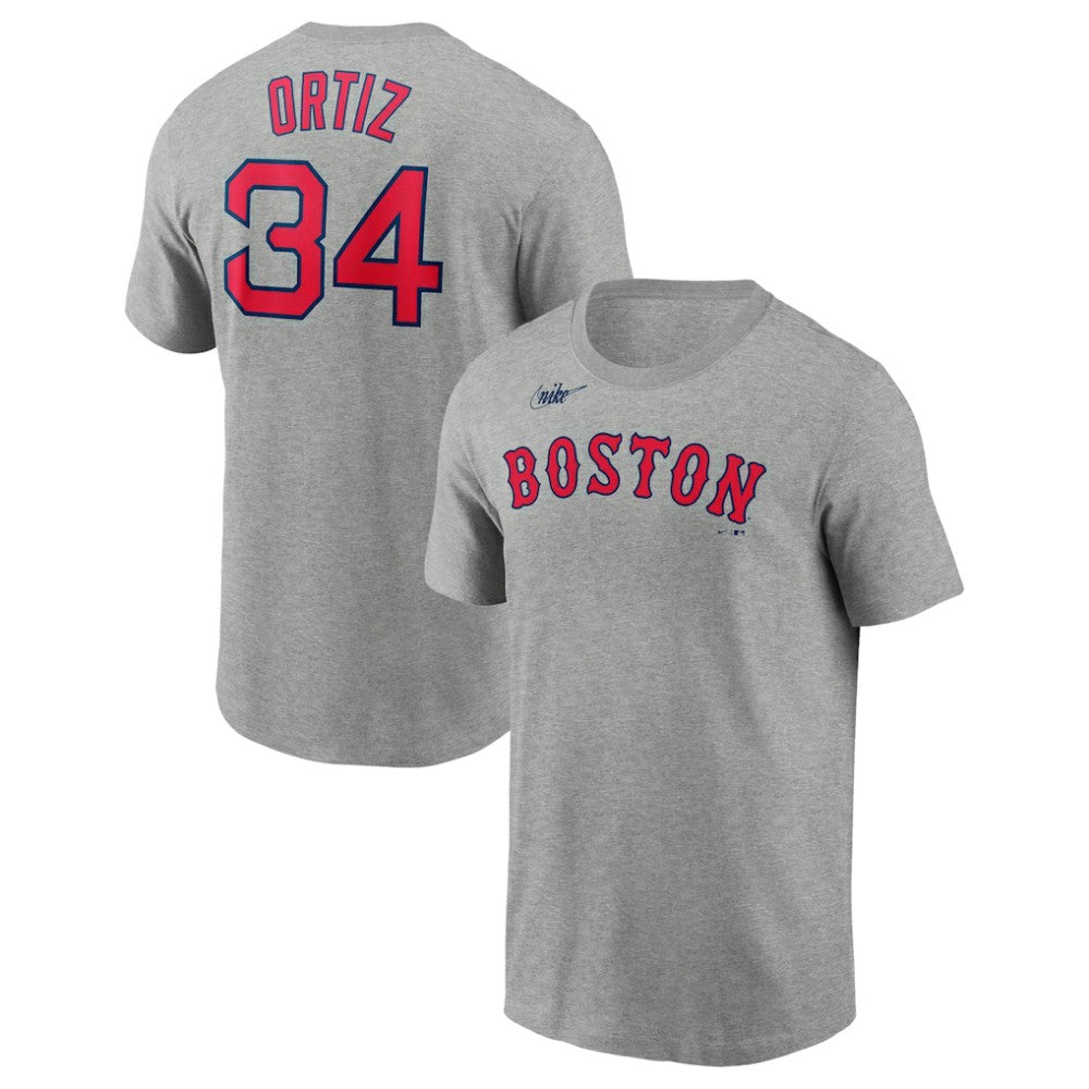 David Ortiz Boston Red Sox Nike Name & Number T-Shirt - Heather Gray - Nike Sale