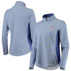 Chicago Cubs Tommy Bahama Women's Aubrey Stripe Block IslandZone Half-Zip Jacket - Royal - MLB Lifestyle