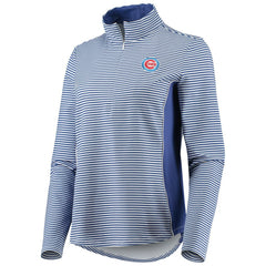 Chicago Cubs Tommy Bahama Women's Aubrey Stripe Block IslandZone Half-Zip Jacket - Royal - MLB Lifestyle