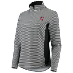 Cleveland Guardians Tommy Bahama Women's Aubrey Stripe Block IslandZone Half-Zip Jacket - Black - MLB Sale