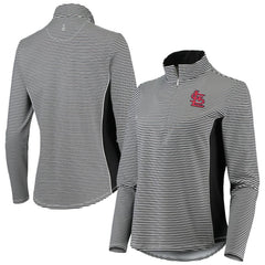 St. Louis Cardinals Tommy Bahama Women's Aubrey Stripe Block IslandZone Half-Zip Jacket - Black - MLB Discount