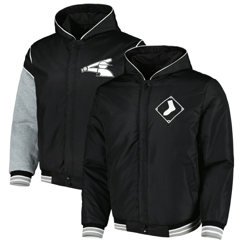 Chicago White Sox JH Design Reversible Fleece Full-Snap Hoodie Jacket - Black - MLB Lifestyle