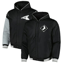 Chicago White Sox JH Design Reversible Fleece Full-Snap Hoodie Jacket - Black - MLB Lifestyle