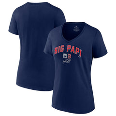 David Ortiz Boston Red Sox Fanatics Women's Big Papi Graphic V-Neck T-Shirt - Navy - Fanatics Lifestyle