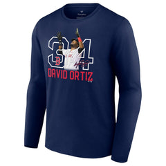 David Ortiz Boston Red Sox Fanatics Stats Resume Long Sleeve T-Shirt - Navy - Fanatics on Sale