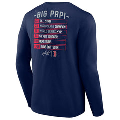 David Ortiz Boston Red Sox Fanatics Stats Resume Long Sleeve T-Shirt - Navy - Fanatics on Sale