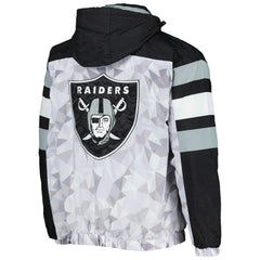 Las Vegas Raiders Starter Thursday Night Gridiron Raglan Half-Zip Hooded Jacket White/Black