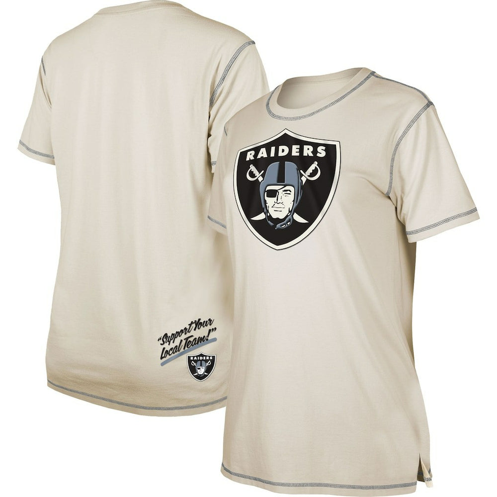 Las Vegas Raiders New Era Women's Split T-Shirt Cream