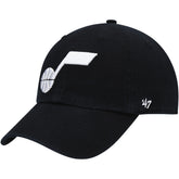 Utah Jazz '47 Core Logo Clean Up Adjustable Hat Black | 47 brand Lifestyle