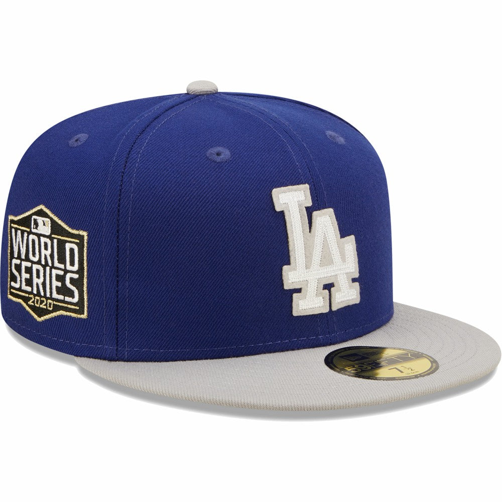 Los Angeles Dodgers New Era 2020 World Series Champions Letterman 59FIFTY Fitted Hat - Royal/Gray - New Era on Sale