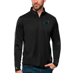 Carolina Panthers Antigua Tribute Quarter-Zip Lightweight Pullover Top Black