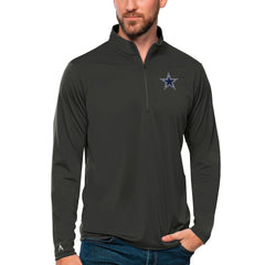 Dallas Cowboys Antigua Tribute Quarter-Zip Lightweight Pullover Top Charcoal