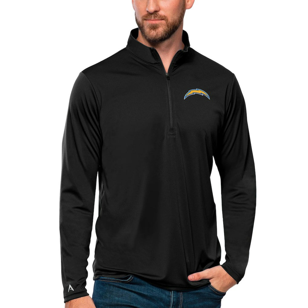 Los Angeles Chargers Antigua Tribute Quarter-Zip Lightweight Pullover Top Black