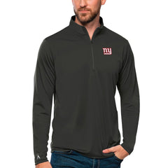 New York Giants Antigua Tribute Quarter-Zip Lightweight Pullover Top Charcoal
