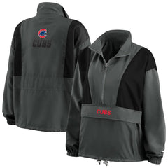 Chicago Cubs WEAR by Erin Andrews Women's Packable Half-Zip Jacket - Charcoal - MLB Sale