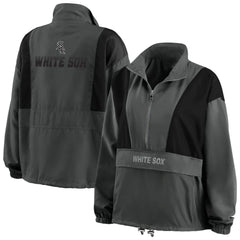 Chicago White Sox WEAR by Erin Andrews Women's Packable Half-Zip Jacket - Charcoal - MLB Sale