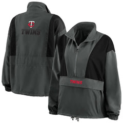 Minnesota Twins WEAR by Erin Andrews Women's Packable Half-Zip Jacket - Charcoal - MLB Sale